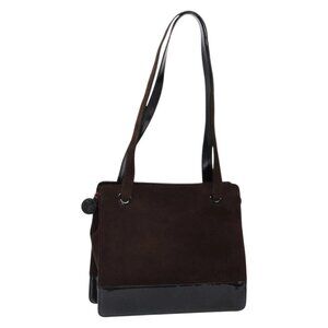 CHANEL Tote Bag Suede Brown CC Auth bs28665